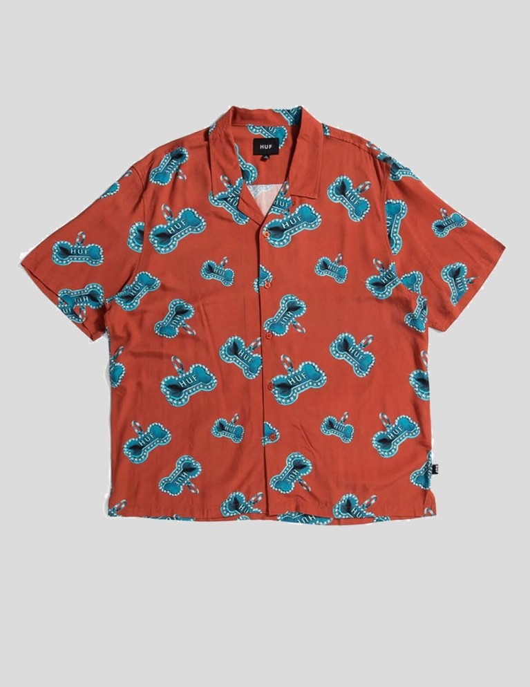 Camisa HUF ossa resort camicia rosa